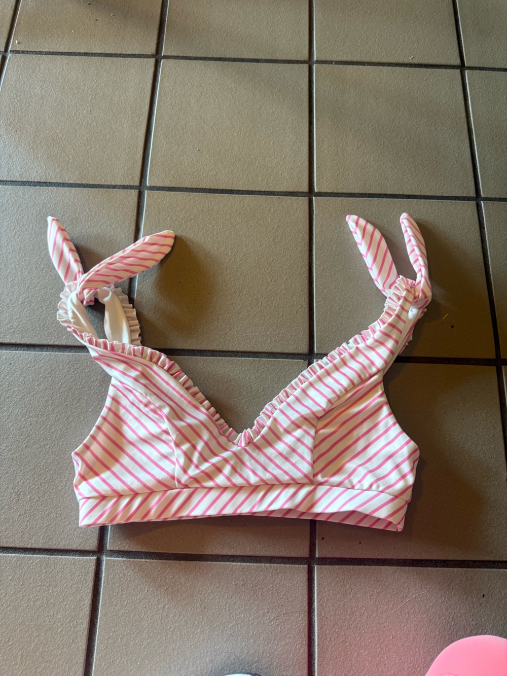Tularosa Pink & White Striped Bikini Top
